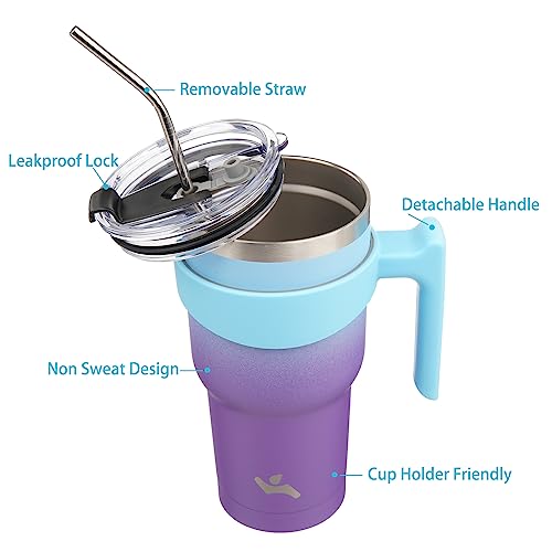 Image of Konokyo 30 oz Tumbler with Handle and Straw, Insulated Travel Mug