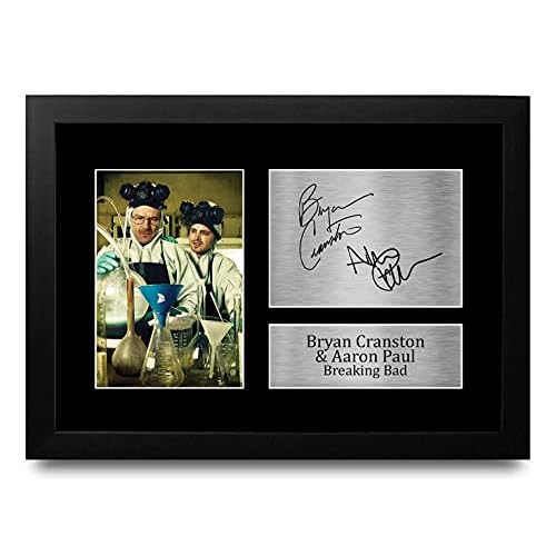 HWC Trading Breaking Bad A4 Enmarcado Regalo De Visualización De Fotos De Impresión De Imagen Impresa Autógrafo Firmado Por Bryan Cranston Aaron Paul Ventiladores De Programa De Tv