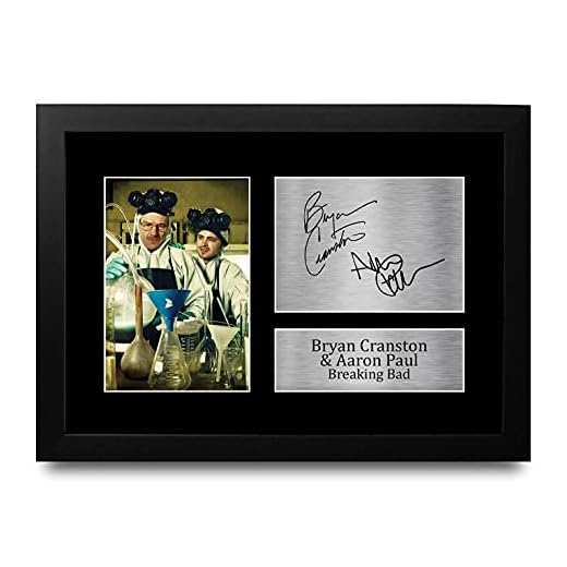 HWC Trading Breaking Bad A4 Enmarcado Regalo De Visualización De Fotos De Impresión De Imagen Impresa Autógrafo Firmado Por Bryan Cranston Aaron Paul Ventiladores De Programa De Tv