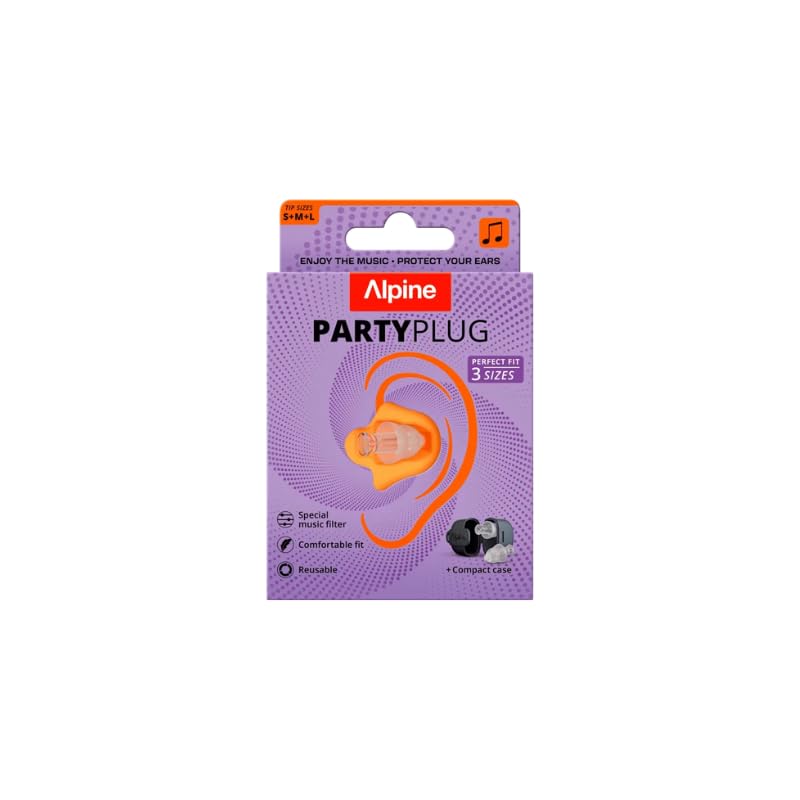 Alpine PartyPlug Concert Ear Plugs - Noise Reduction Ear Plugs for Party, Concert, Festival and Music - Reusable Earplugs (Transparent (Multisize))