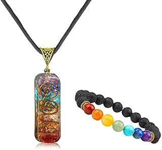 7 Chakra Healing Crystals Necklace Bracelet Jewelry Set for Women Men, Reiki Healing Natural Stone Necklace Bracelet for Healing Protection Positive Energy Yoga Meditation Balancing