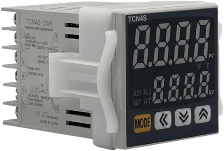 TCN4S-22R Digital PID Temperature Controller,1/16 DIN Dual Display 4 Digit, Relay & SSR Output+2 Alarm Output 24VAC/24-48VDC 50/60Hz