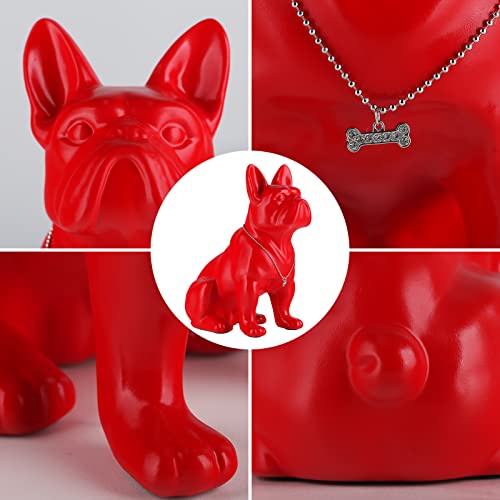 Suruim Resin English Bulldog Statue French Bulldog Sculpture Home Decor Modern Collectible Figurines Art Dog Statue Bulldog Figurines Resin Crafts Living Room Desktop Decoration (Red,12.2In) #TOP3