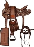 RAJ INTERNATIONAL Klassische Qualität, handgefertigter Western-Sattel, synthetisch, leicht, bequem, Rennsport, Trail, Pferdesattel, alle Zubehörteile, Größe: 43,2 cm Sitz