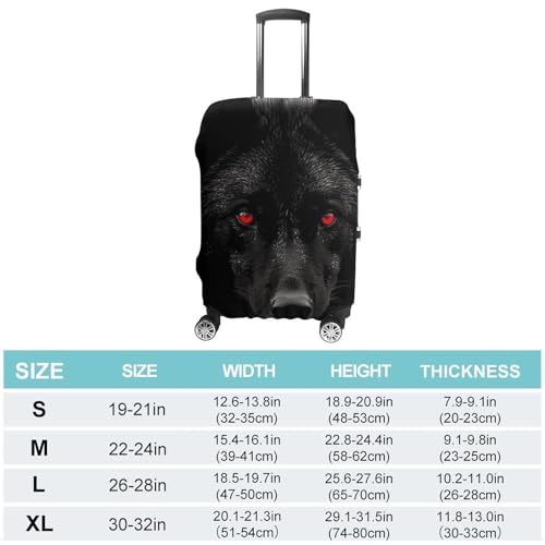 Black Red Eyed Wolf Luggage Covers Tsa Approved Suitcase Cover Elastic Washable Luggage Sleeve Carry on Cover Protector Anti-Scratch Suitcase Protector Fits 19-30 Inch Case(XL)2