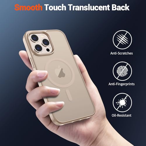 Image of SUPFINE Magnetic for iPhone 13 Pro Case(Compatible with MagSafe)(Military Grade Drop Protection) Slim Translucent Matte Shockproof with Anti-Fingerprint Phone Case,Desert Gold