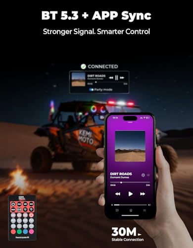 Image of KEMIMOTO Midnight 90 UTV Sound System with RGB Light, Roll Bar Mounted Only