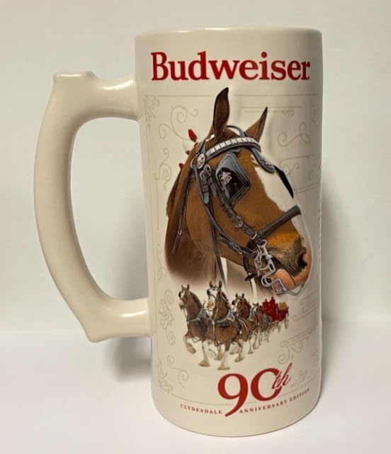 Ceramic Stein - White, Red, Brown, Black, 31 Ounce