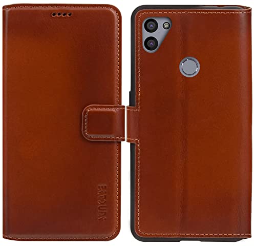 Housse cuir Gigaset GS5 Senior Suncase slim fit cognac brûlé 3 compartiments