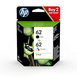 HP 62 (N9J71AE) Multipack Original Druckerpatronenfür HP ENVY 55xx, 56xx, 7640 und HP OfficeJet 200, 250, 57xx , 1xSchwarz, 1xFarbe ( 2 Stück) 1er Pack