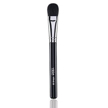 VEGA PROFESSIONAL Small Powder Brush, Soft Bristles, Copper Furrele, Wooden Handle, (VPPMB-38)
