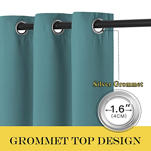 NICETOWN Blackout Curtain Drape for Bedroom - Light Reducing Thermal Insulated Solid Grommet Room Darkening Window Curtain 90 inches Long for Living Room (Sea Teal, 1 Piece, W66 x L90)