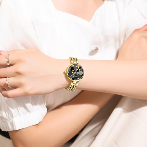 Image of NIBOSI Watch for Woman Analog Quartz Square Rose Gold Ladies Watch Stainless Steel Mesh Band Elegant Waterproof Diamond Wrist Watch