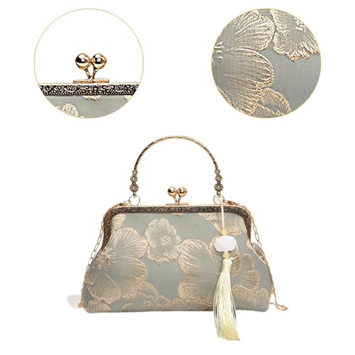 Kiss Lock Purse Handbag Pouch Elegant Flower Crossbody Bag for Dance Party4