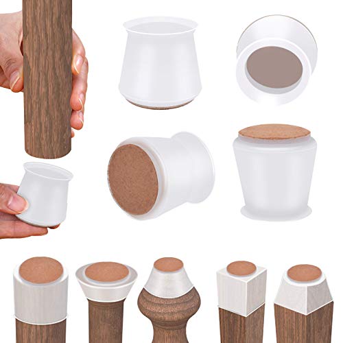 Silicone Chair Leg Protectors with Felt, Free Moving Table Leg Covers