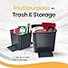 Car Trash Can for Vehicles Leakproof Compact Garbage Bin w/ Stability Flap, Anti-Slip Base, Portable Trash Holder for Cars, Trucks, SUVs, Minivans Compact, Auto Container Organizer (Gray, Small)