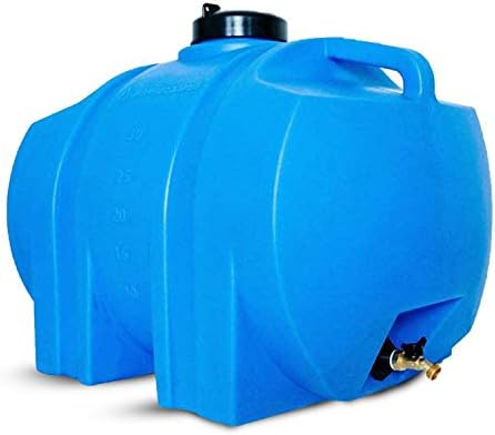 WaterPrepared Portable Water Tank, Plastic Handle & Hose Spigot, 35 Gallon, Blue - Heavy-Duty Beverage and Hydration Dispenser for Outdoor and Camping Trip