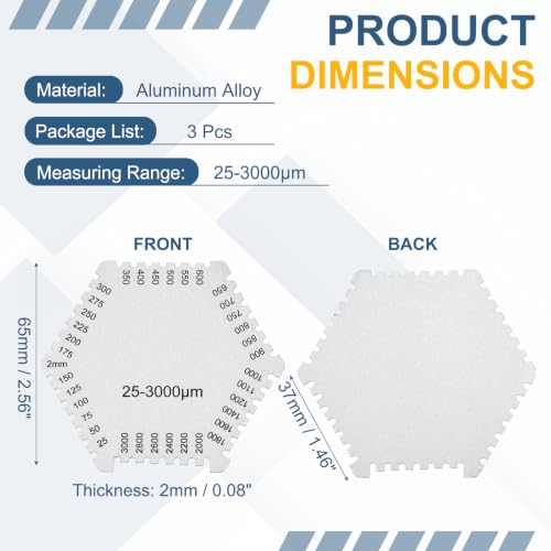 Juego de 3 Calibradores para Espesor de Película Húmeda 25-3000 μm miniatura 2