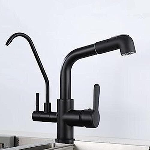 Robinet de cuisine noir brossé mitigeur eau chaude et froide