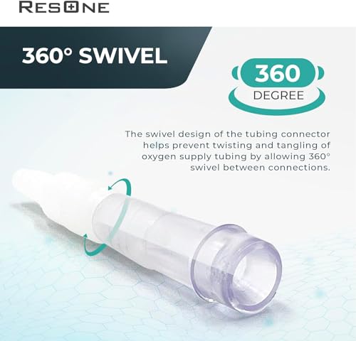 Image of ResOne Oxygen Tubing Swivel Connector, 5‑Pack - Male /Female 360 Rotating O2 Hose Coupler for Standard Oxygen Tubing, Leak‑Resistant Barbed Design