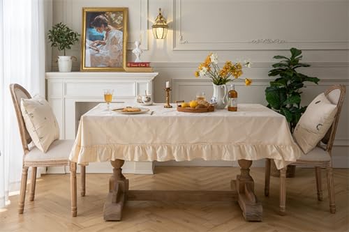 Nappe rectangulaire coton crème 100x150 lavable anti-tache - 5