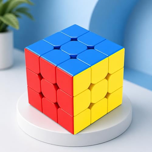 Image of D-fix 3x3 Sticker Less | Beginner Speed Cube for Kids Boys Girls Above 3 4 5 6 Years Old & Above | Magic Puzzle Toy | Durable & Smooth Cube with Anti-Pop Design