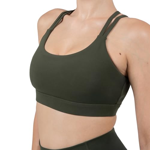 Image of YITTY Active Women's Ultraluxe Strappy Medium Impact Bra, Athleisure, 4-Way-Stretch