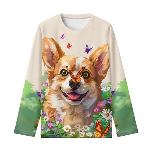 Image of Girls Cartoon Print Long Sleeve Graphic Tee Casual Crew Neck T-Shirts for 3-16 Years Little Girls