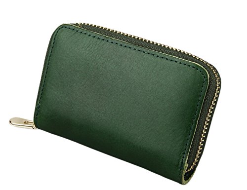 Genuine Leather Wallet for Men Short Slim Front Pocket RFID Auto Pop up Travel Thin Card Holder (Green)