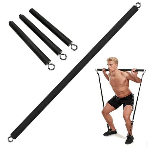 Estleys Resistance Band Bar, Adjustable from 27' to 41', Portable Pilates Bar, Resistance Training Straight Bar, Home Gym Fitness Workout Bar