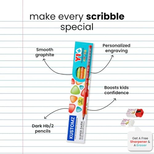 Image of ncgifts Personalized Pencils with Name for Kids 20 Pcs - Customized Name Pencil Set for Kids with Free Eraser & Sharpener - Engraved Name Ideal for School, Birthday & Return Gifts