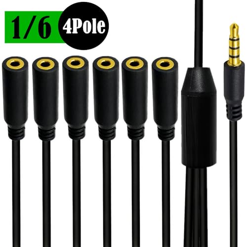 Cable divisor audio 3.5mm 1 a 6 vías miniatura 4