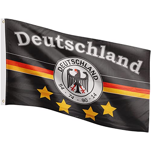 Deutschland Bulldogge Fußball Fahne – 1,50 X 0,90 M, Wetterfest Mit 2 Ösen