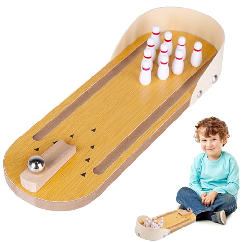 SilverChry Mini-Bowlingkugel Holz, Tisch-Bowling, Trinkspiele für Erwachsene, Büro Geschenke, Bowling Mitgebsel, Slotter Spiel, Bowling Spiel, Bowling für Zuhause, Geschicklichkeitsspiele Erwachsene
