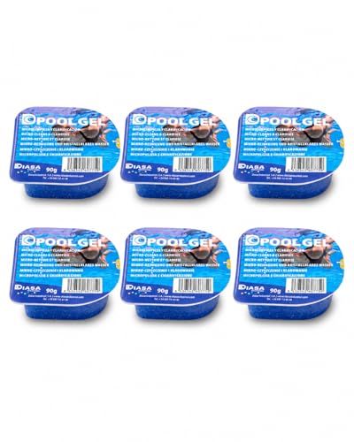 DIASA INDUSTRIAL Pack 6 UDS Gel Clarificante Piscinas Dpool Gel - MONODOSIS 90 GR - Agua Piscina cristalina