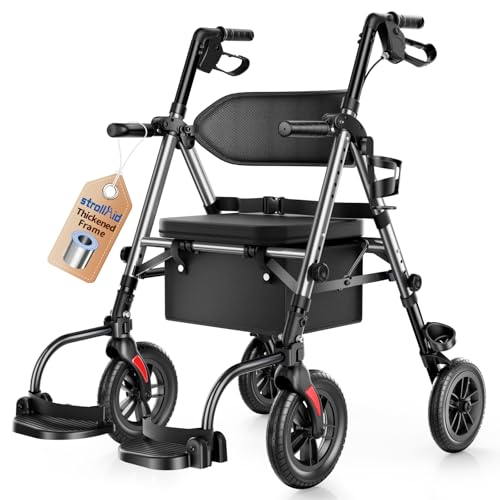 StrollAid Walkers for Seniors, 2 in 1 Rollator Wheelchairs...