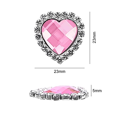 Heart Rhinestone Buttons 23Mm Sewing Buttons Embellishments Decoration Sew On Rhinestones Buttons Embellishments Flatback With Diamond For Nails Wedding Valentine's Day Crafting Jewelry Making 20 Pcs #TOP1