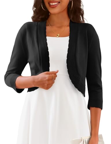 CPOKRTWSO Women's 3/4 Sleeve Cropped Cardigan Sweaters Open Front Bolero Shrugs for Women S-XL