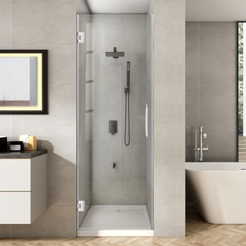 Bathroom Frameless Shower Door 28" W*72" H, 5/16"(8mm) Clear Tempered