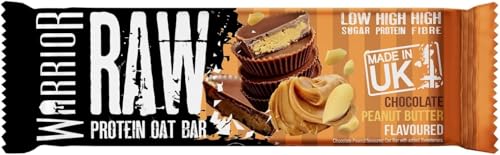 Warrior Raw Protein Bars 12 x 75g – High Protein Snacks, Chocolate Peanut Butter– High Fibre Breakfast Bar, Low Sugar Meal Replacement Bars, Healthy Snacks On-the-Go, Rolled Oats Flapjack Multipack
