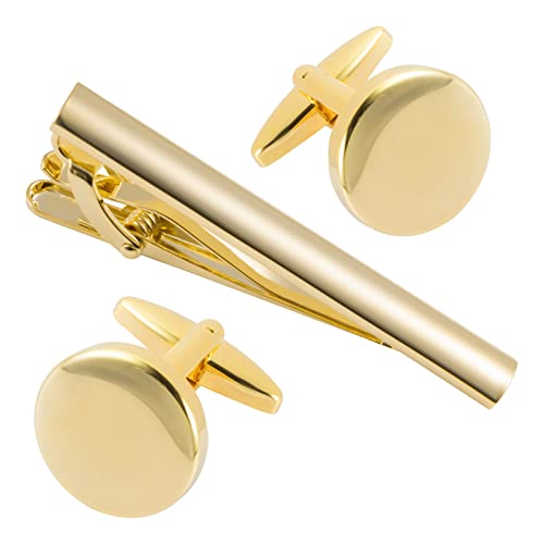 Image of GWD Cufflinks and Tie Clip Set Personalized Cuff Links Business Wedding