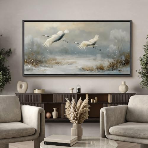 Image of MUDECOR Extra Large Framed Canvas Print Wall Art Crane Art for Living Room