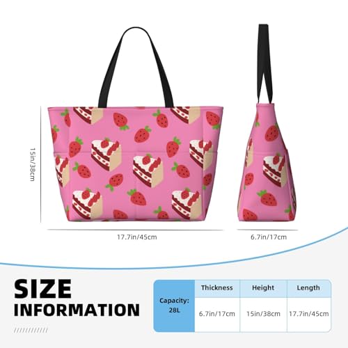 Cute Cake Strawberry Large Beach Bag Waterproof Sandproof Swim Tote Pool Bag For Women With Zipper3