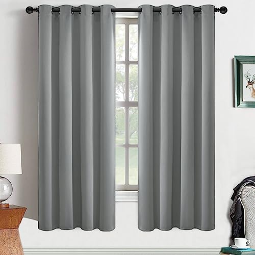 Yakamok Dove Grey Room Darking 63 Inch Length 2 Panel Sets for Livingroom Dining Room Darkening Thermal Insulated Bay Window Hotel Modern Elegant Black Out Sunblock Curtins/Bedroom,52 x 63 Inches