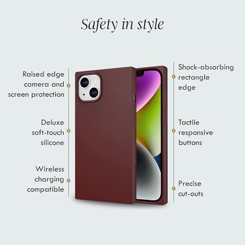 Image of COCOMII Rectangle for iPhone 14 Plus /15 Plus Case, Matte Rouge Silicone
