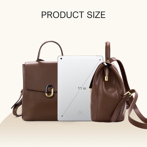 Image of BOYATU Genuine Leather Backpack Purse for Women: Leather Backpack Elegant Shoulder Bags - Fashion Travel Handbag (Coffee brown)