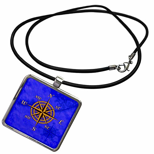 3dRose Vintage compass rose sailing design on a Florida Keys... - Necklace With Pendant (ncl_352687)