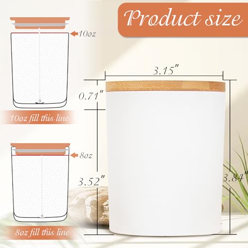 Image of CONNOO 10oz White Christmas Candle Jars for Candle Making with Airtight Bamboo Lid, Beautiful Sticky Warning Labels for Candle Making, Empty Containers, Dishwasher Safe, 10 Oz, 12