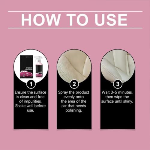 Multi-surface Car Interior Cleaning Spray, Interior Dressing for Cars Detailing, Quick Stain Removal Foam Cleaners, All-Purpose Household Cleaners for Leather, Dashboard, Glass (2) - Image 7