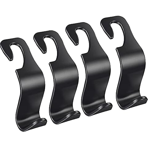 EldHus Headrest Hooks, Car Purse Holder for Handbag Grocery Bags Clothes Hat Jacket Backpack, Vehicle Hanger 4-Pack Cover